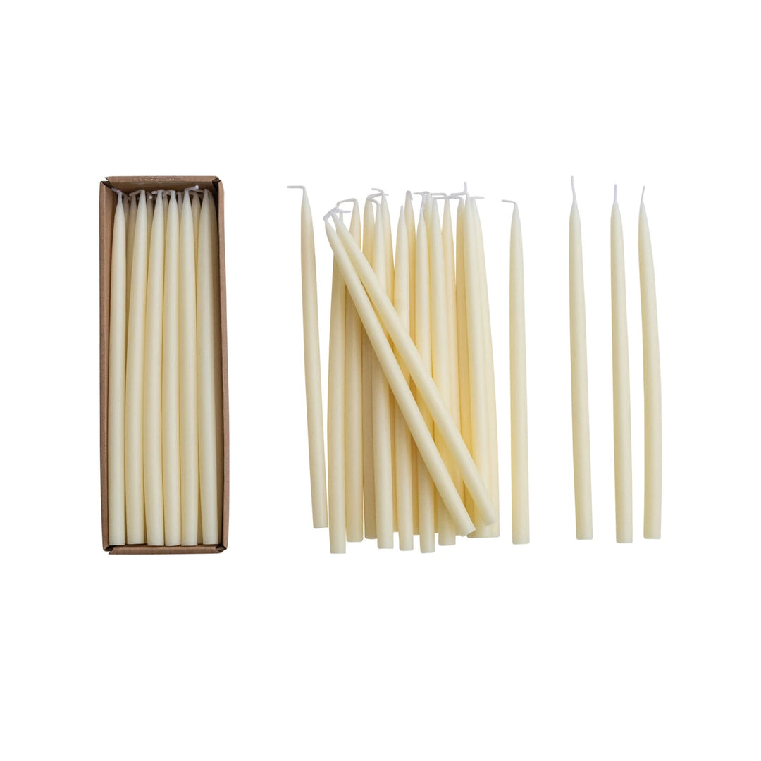 10" H Thin Taper Candles Ivory Color