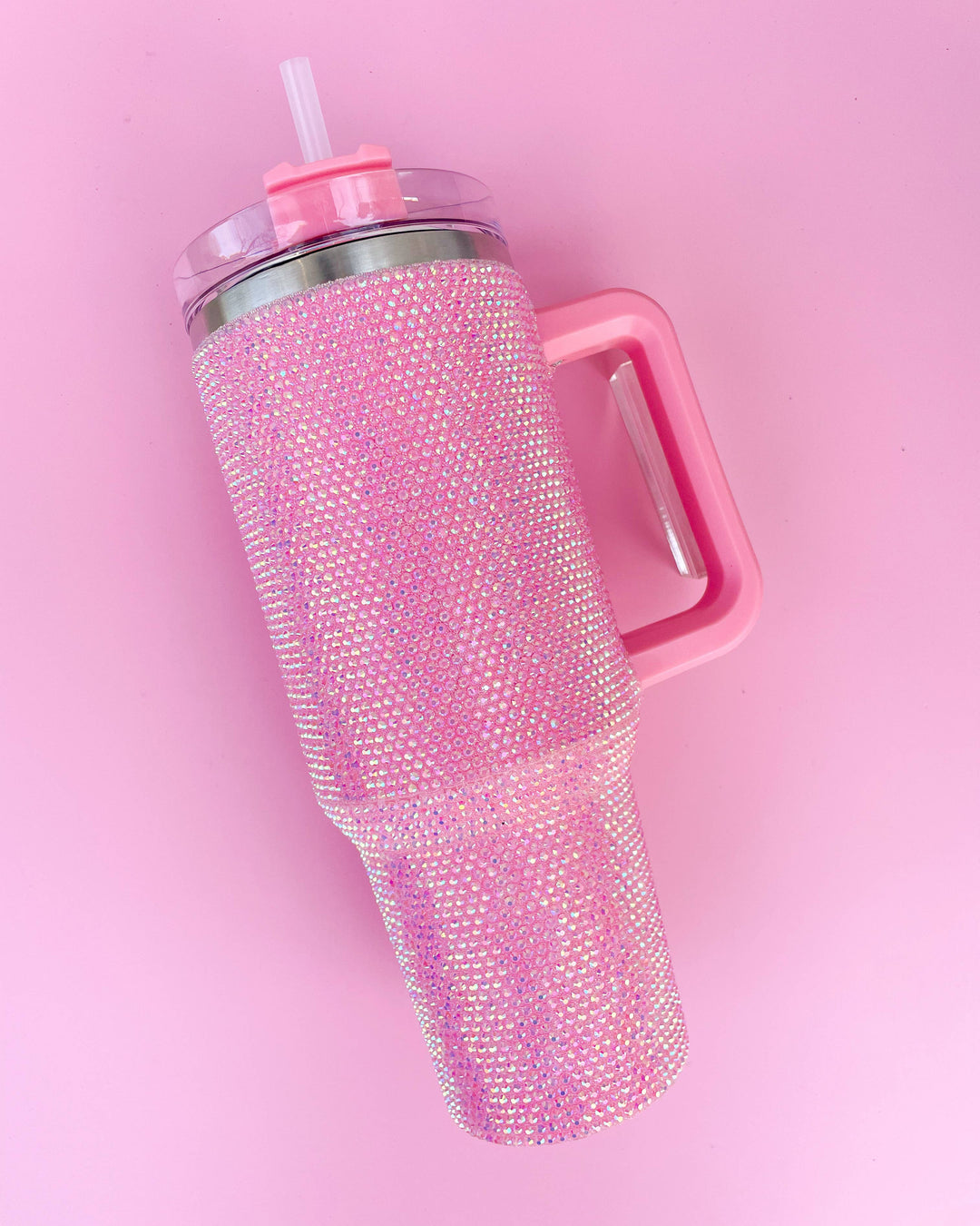 Rock Paper Scissors - Rhinestone 40oz Stainless Tumbler: Light Pink