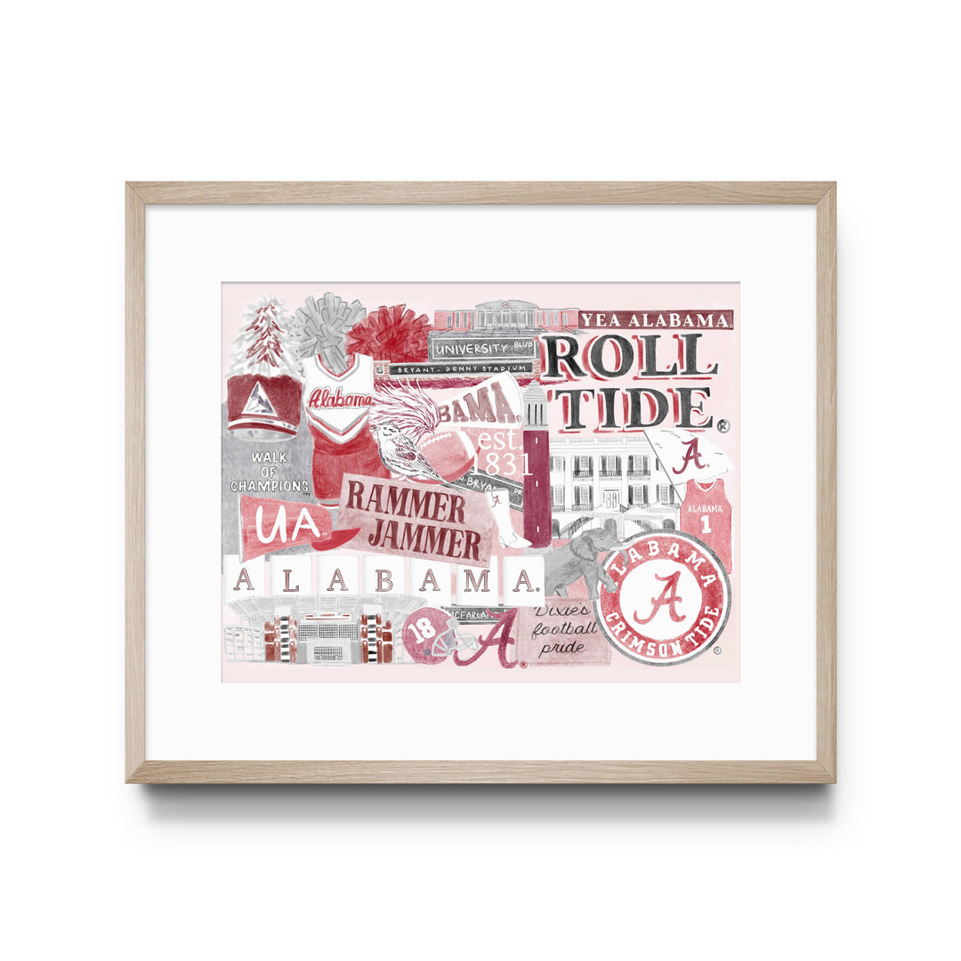 Gracefully Made Art - The University of Alabama Collage Print, Collegiate: 5x7