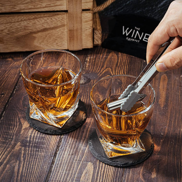 The Wine Savant Luxurious Twist Glasses with Bullet Whiskey