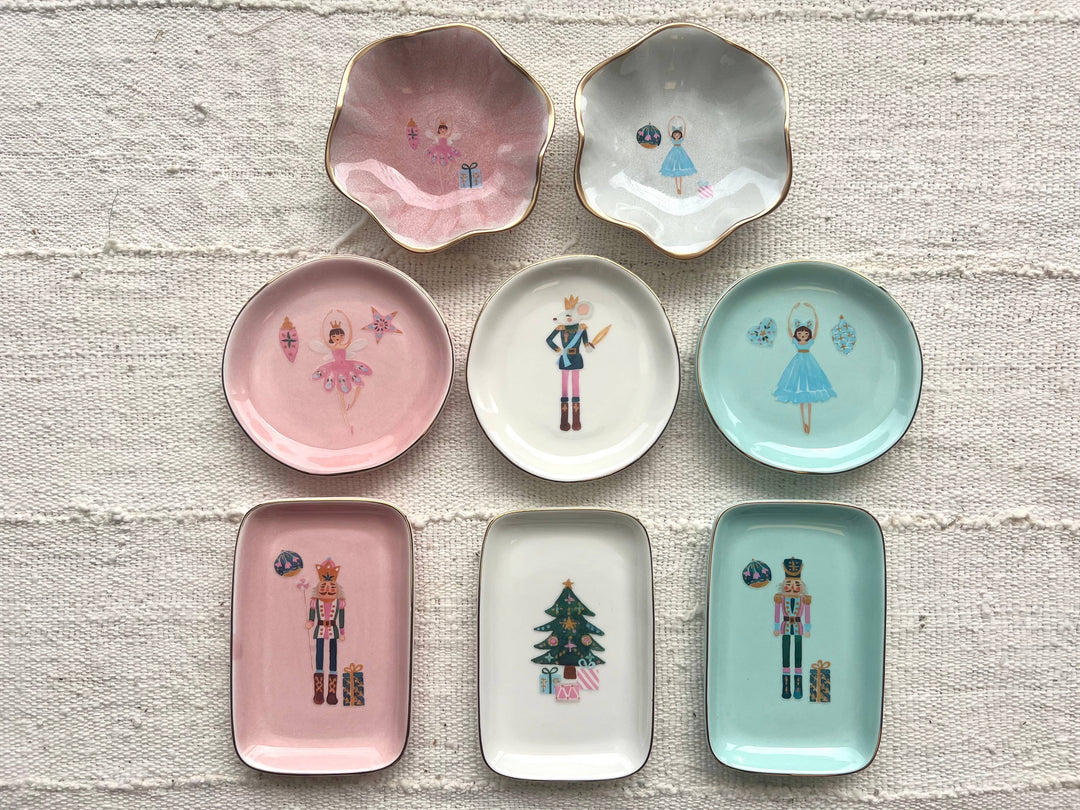 Ten Twenty Six Designs - Christmas Nutcracker Ballet Dish: Aqua Round- Blue Ballerina