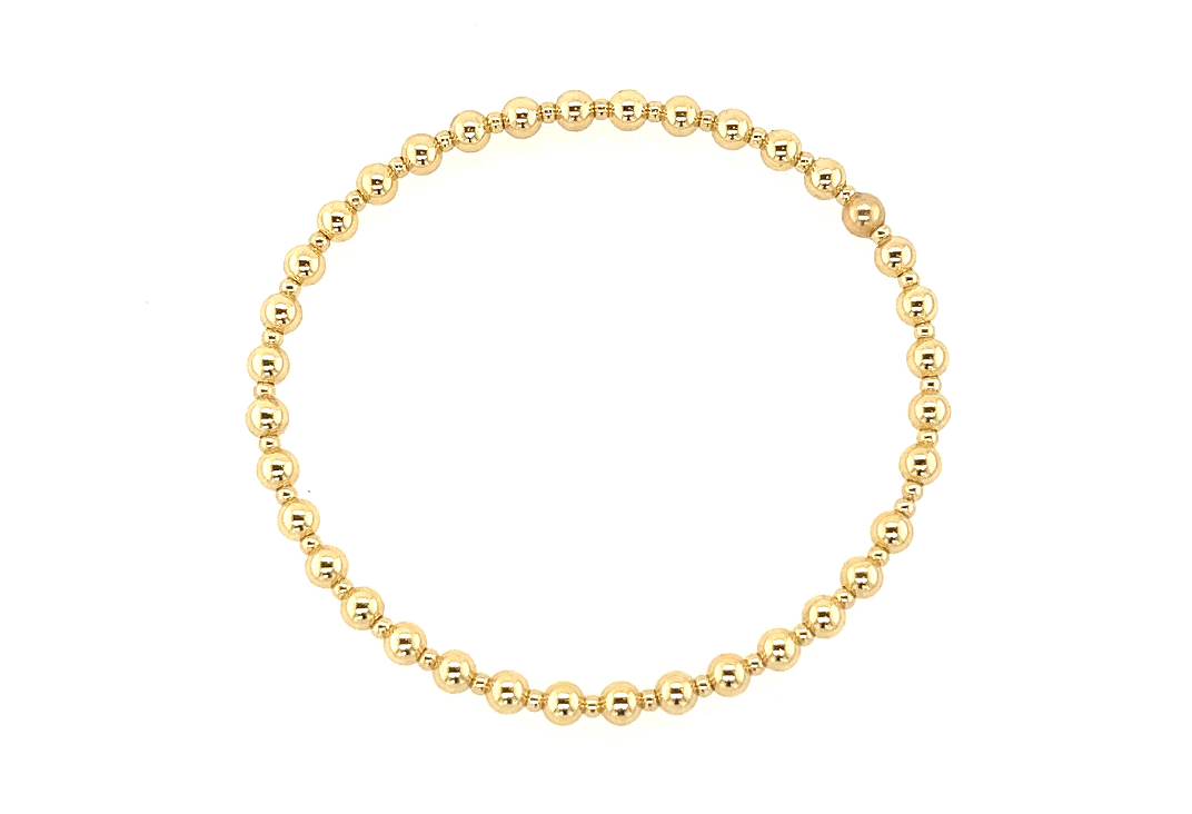 "NICOLE" Anti-Tarnish Stretchy Bead Bracelet: Gold Filled / Stretchy 6.5"