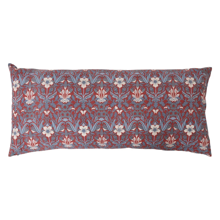 36" x 12" Cotton Lumbar Pillow with Floral Pattern