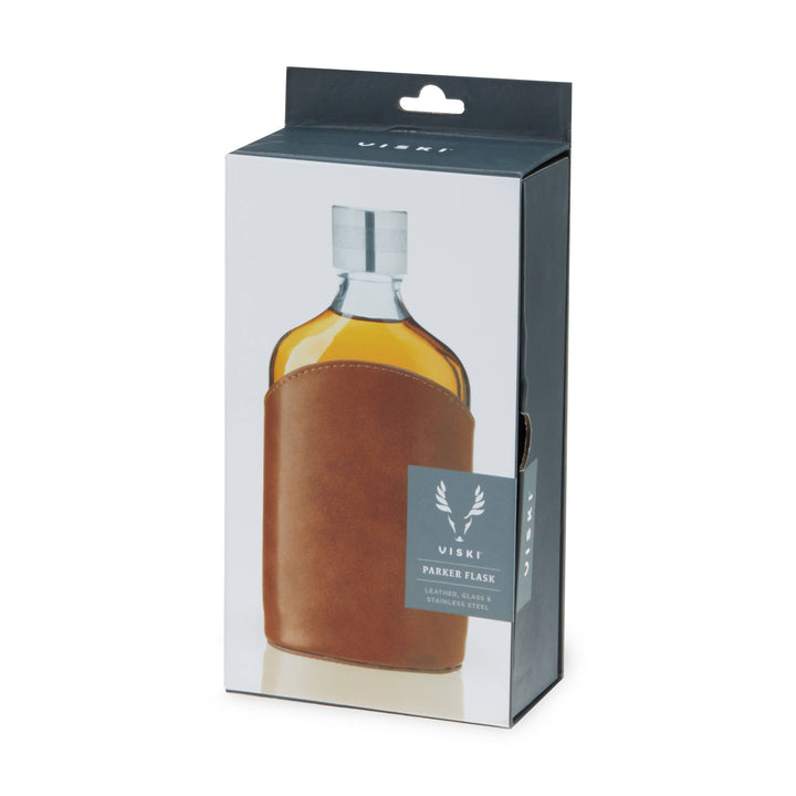 Viski - Parker Leather-Wrapped Glass Flask