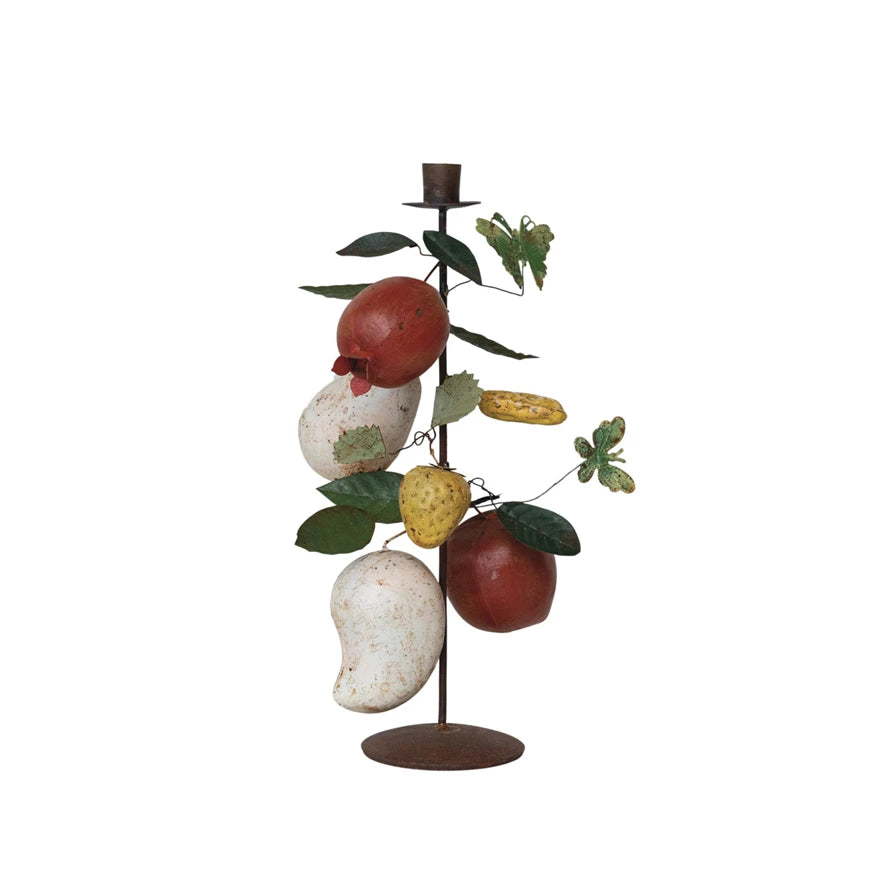 Hand-Painted Metal Vintage Reproduction Toleware Taper Holder