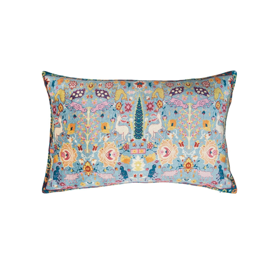 24"Lx16"H Cotton Blend Velvet Lumbar Pillow w Design