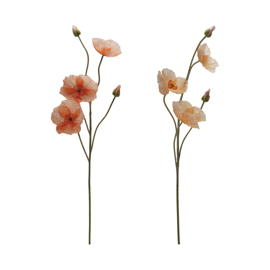 31"H Faux Poppy Flower Pick 2 Colors