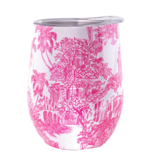 Insulated Stemless Tumbler, Palm Beach Toile