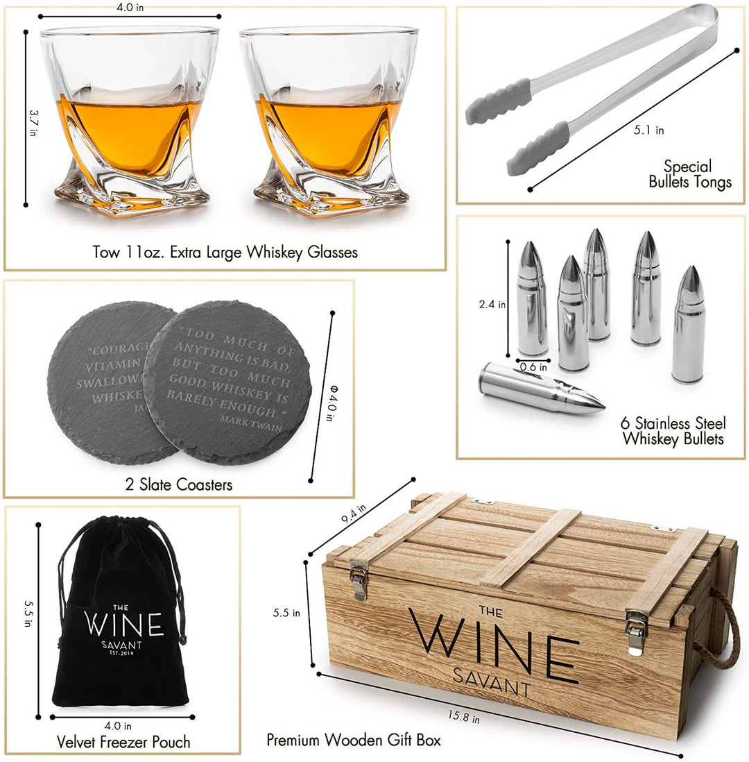 The Wine Savant Luxurious Twist Glasses with Bullet Whiskey