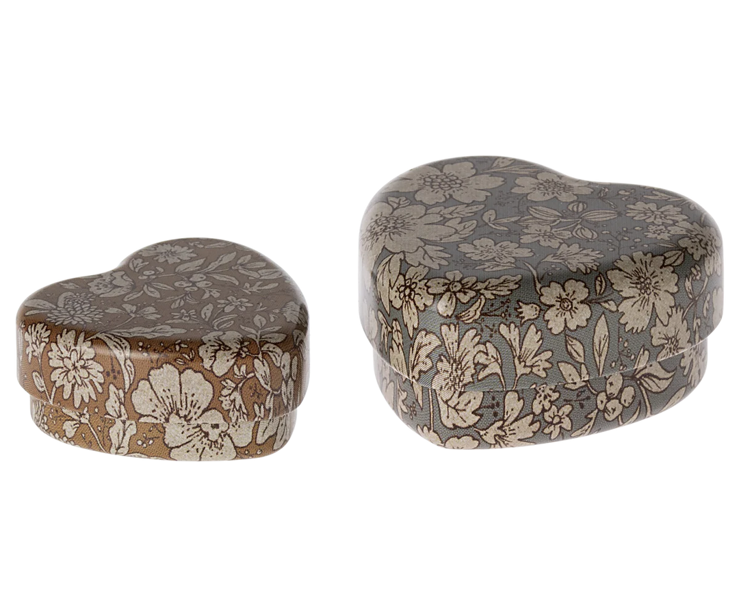 Maileg Heart Box - 2pcs set - Blue/Ocher