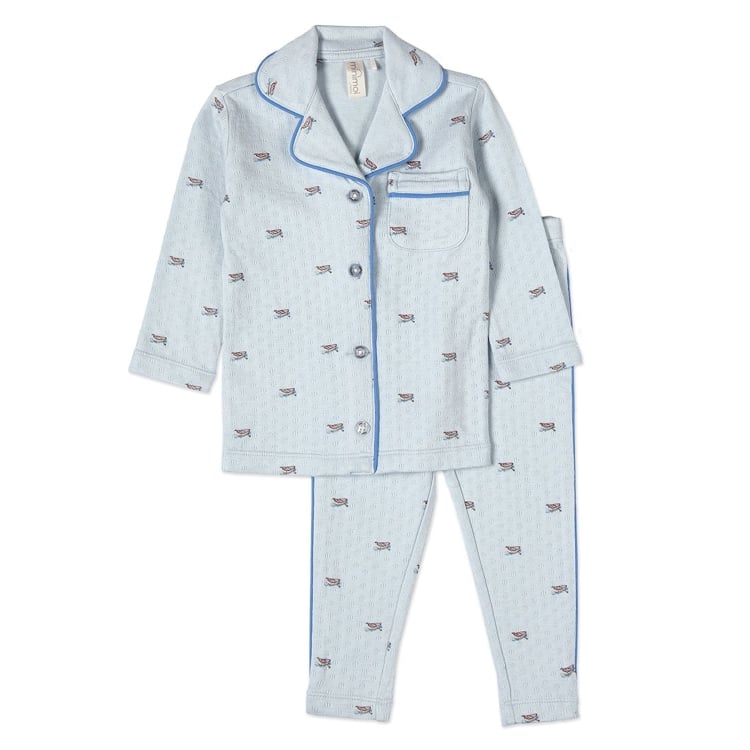 Row Your Boat Gently Pointelle 2 Pc Pajama Set: Blue: 4