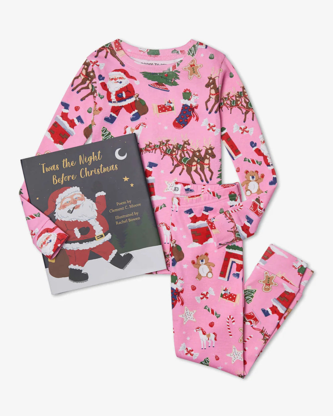 Pink Twas The Night Before Christmas Pajama Set - Hanging with book