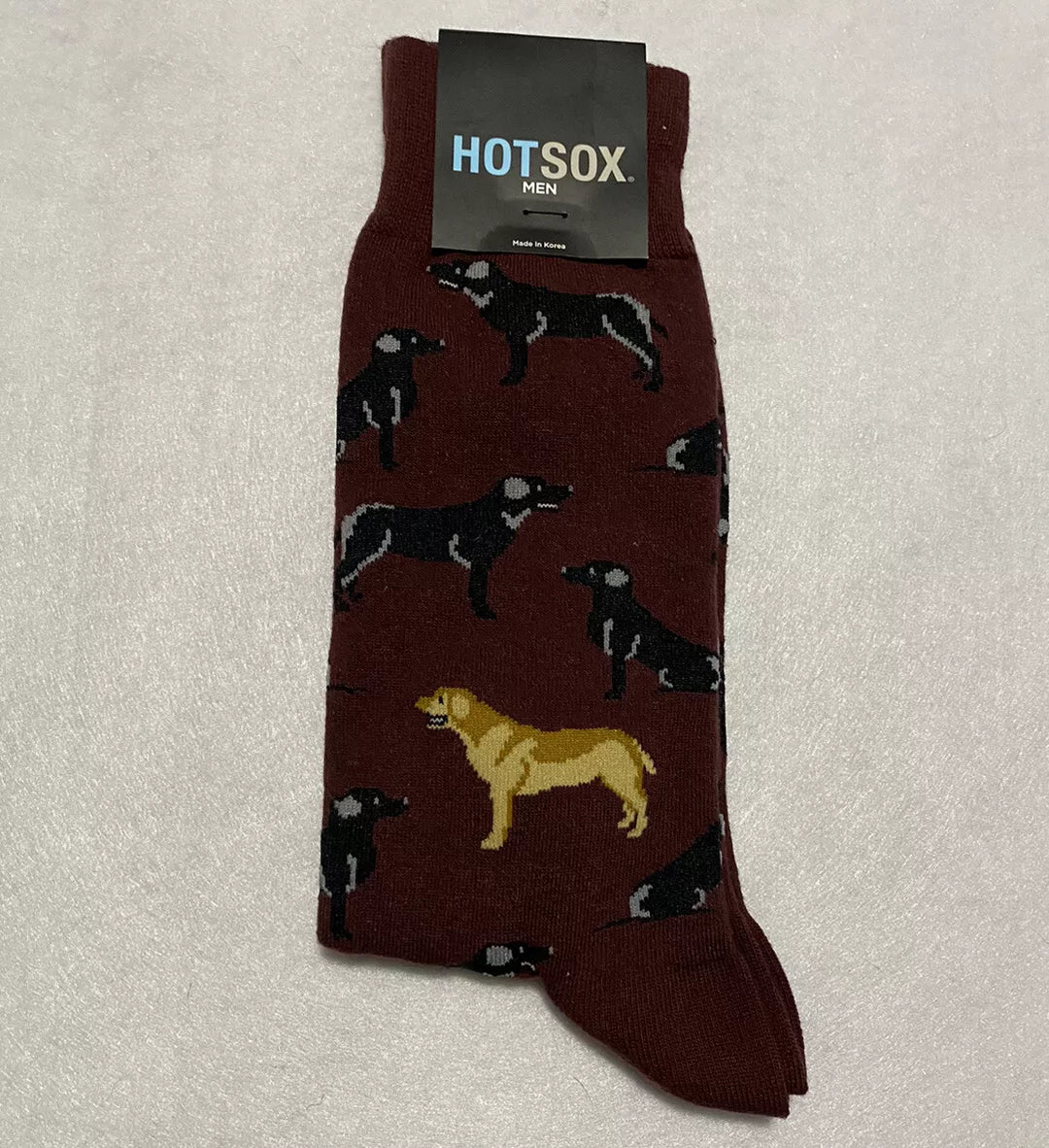 Hot Sox Men's Dog Graphic Print Burgandy Crew Socks NEW Size 6-12