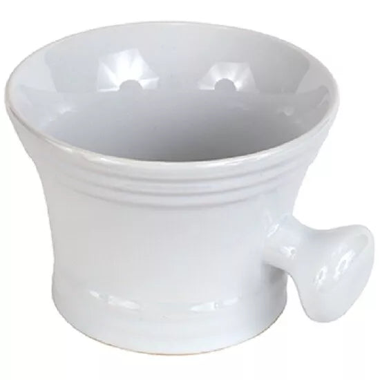 Kingsley Men's White Shaving Bowl Mug, Handled CERAMIC PORCELAIN SHAVE MUG BOWL