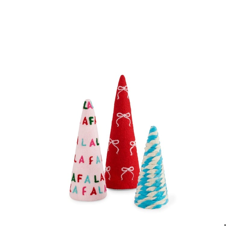 "FA LA LA" DECORATIVE TREES,MULTI (3 sizes, 3 styles)