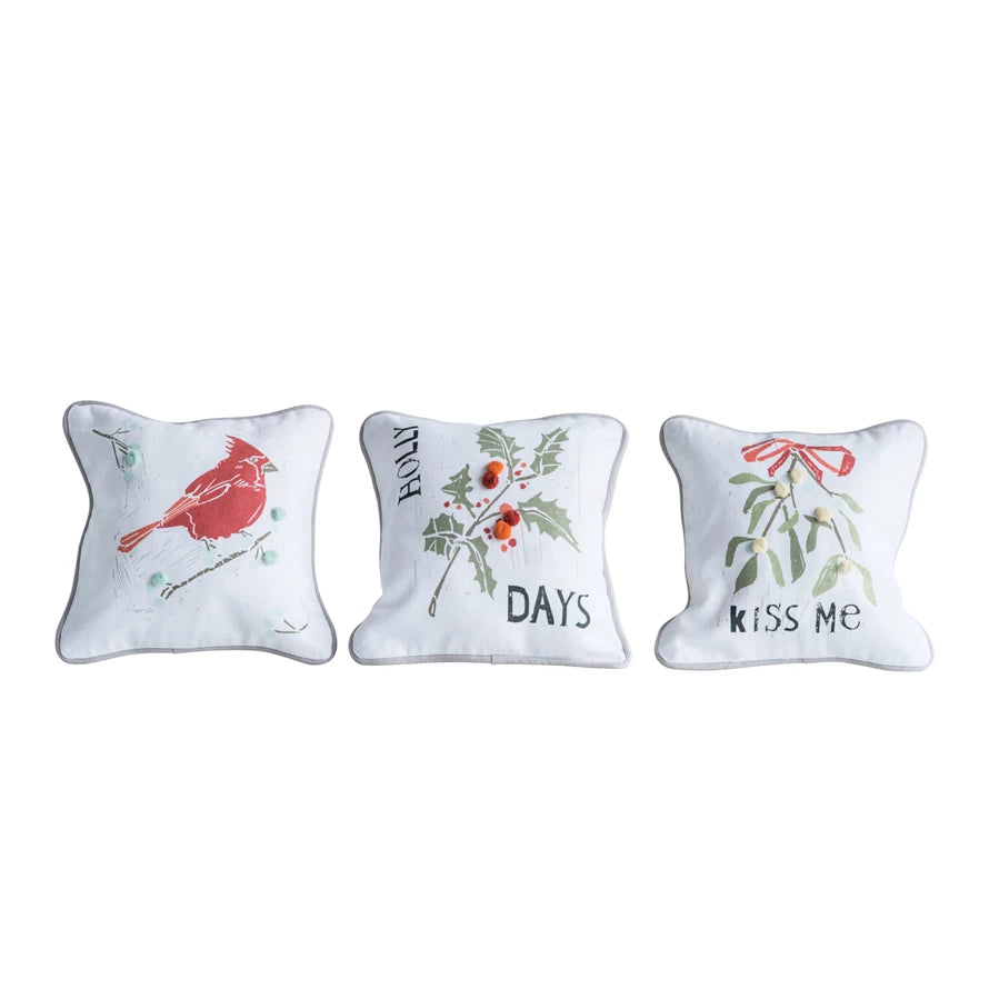 10" Square Cotton Pillow 3 styles