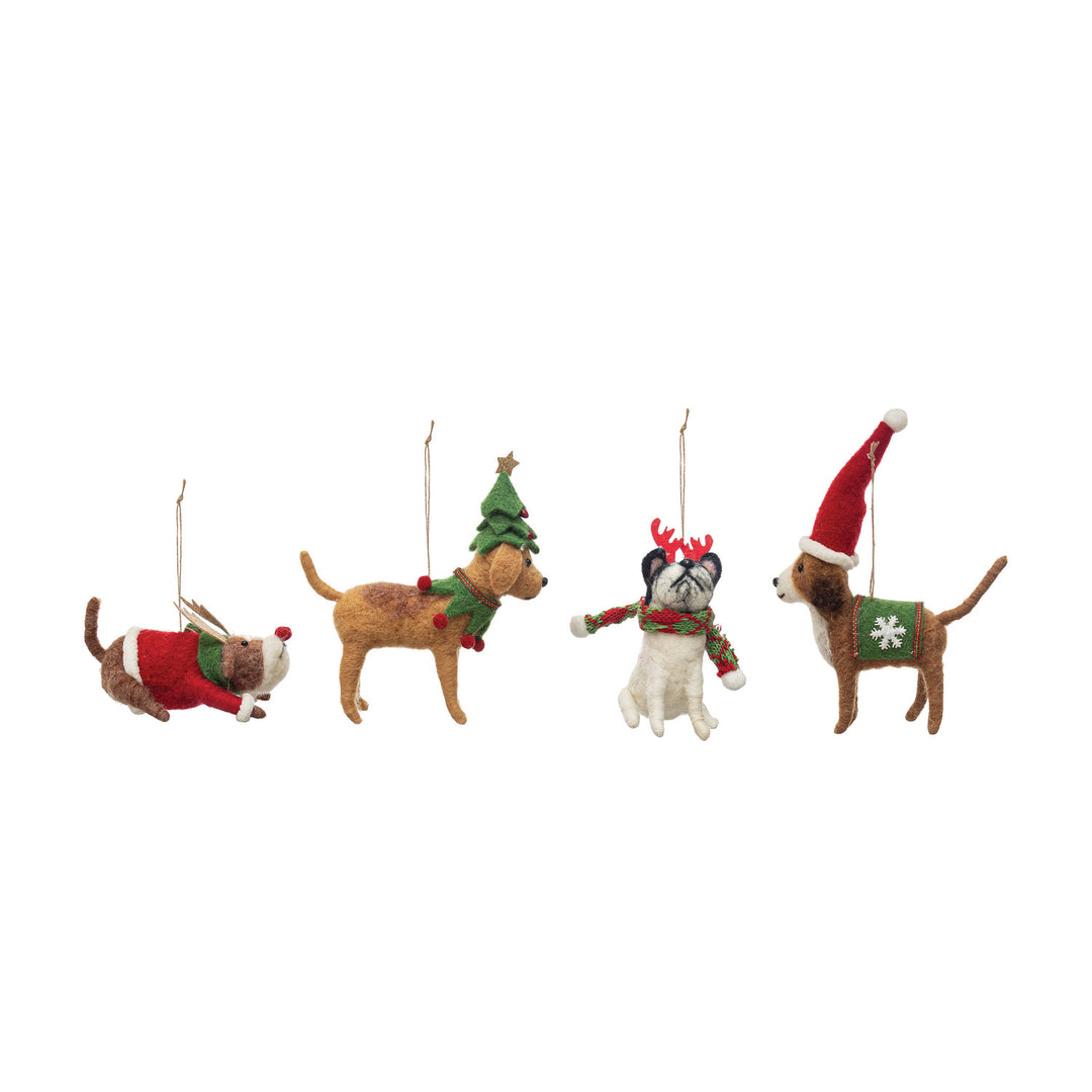 Wool Felt Dog in Outfit Ornament