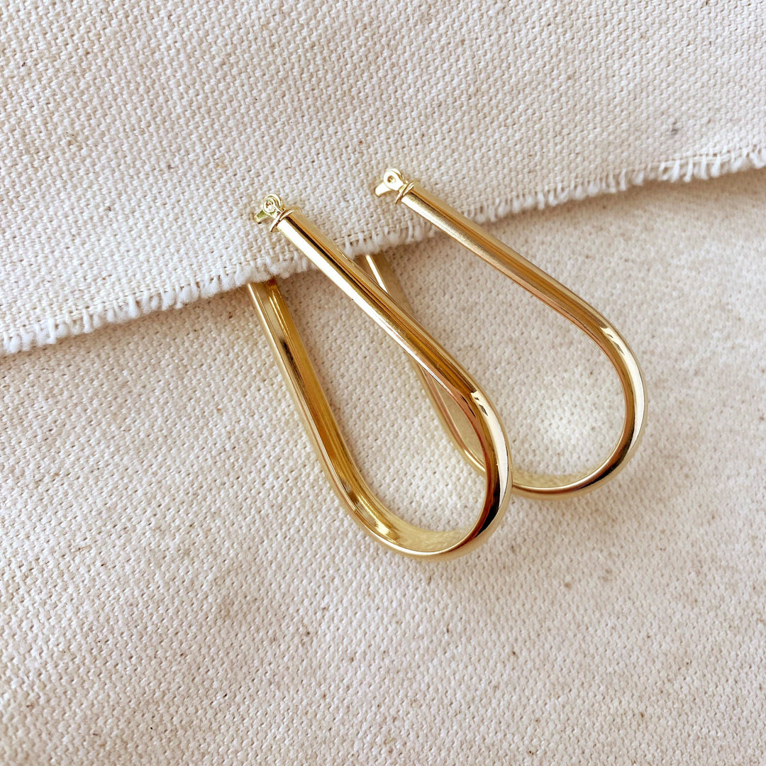 GoldFi - 18k Gold Filled long Drop Shaped Hoop Earrings