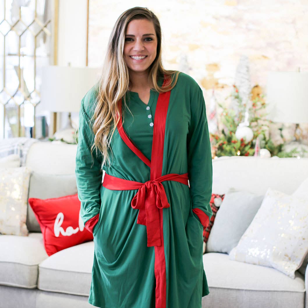 Classic Robe Green/True Red S/M