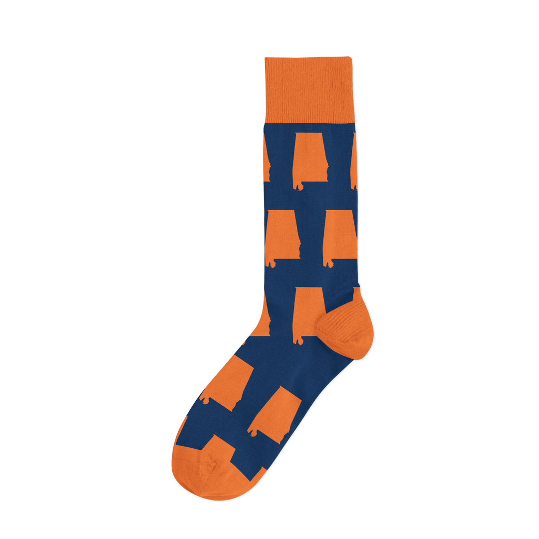 Barrel Down South - Alabama AL Navy/Orange Sock