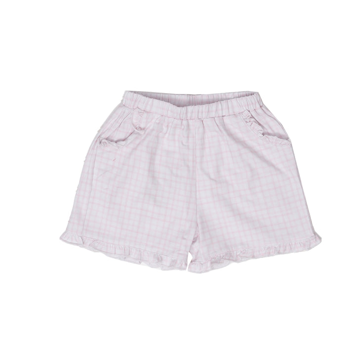 Girls Pink Windowpane Shorts