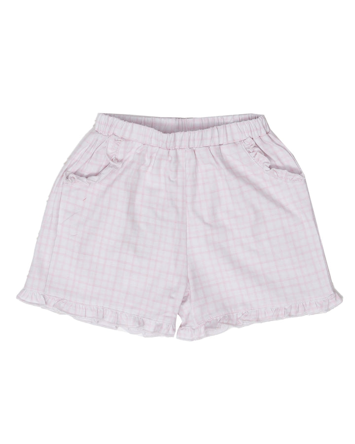 Girls Pink Windowpane Shorts