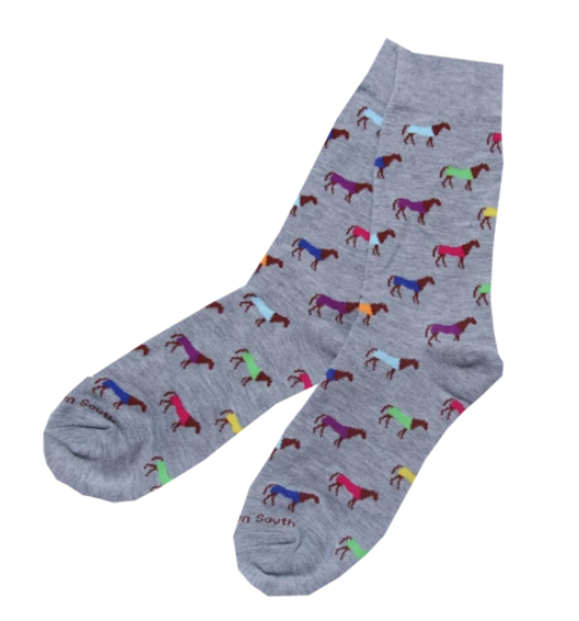 Barrel Down South - Multi Color Horses Socks - Kentucky Derby