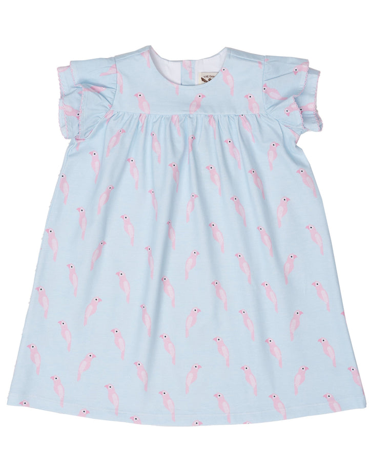 Blue & Pink Parrot Pink Dress