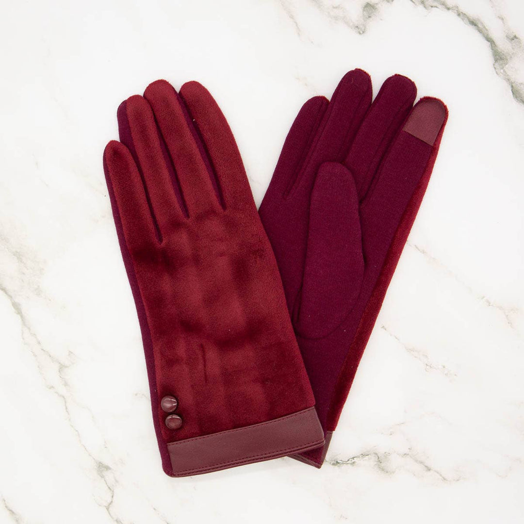 Melody Velvet Tech Gloves Burgundy One Size