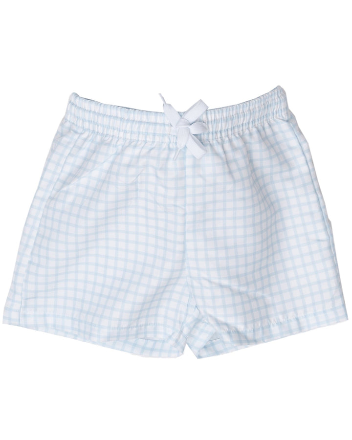 Blue Windowpane Boys Trunks