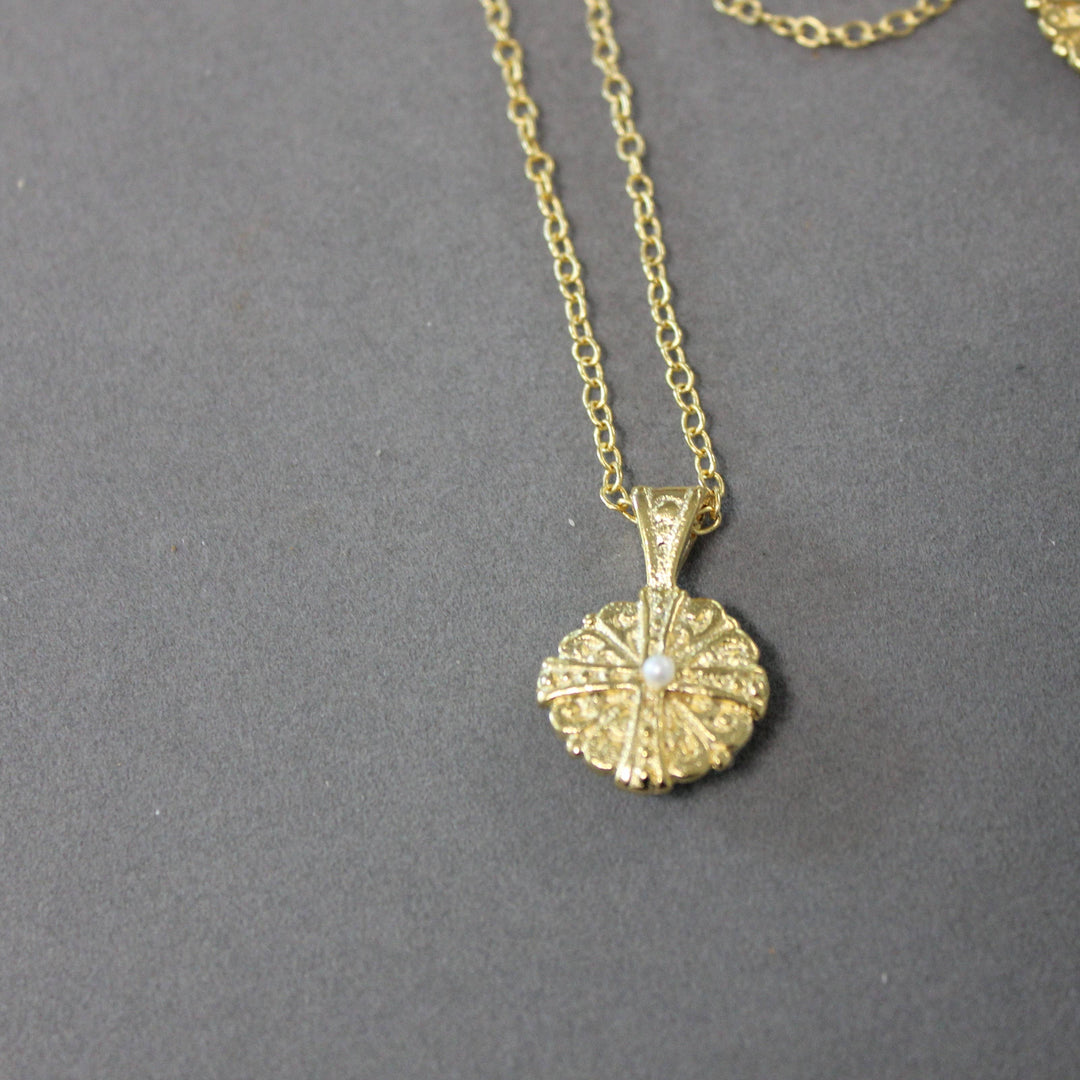 Weisinger Designs - N137A Necklace Small Medallion Cross Pendant with Tiny Pear