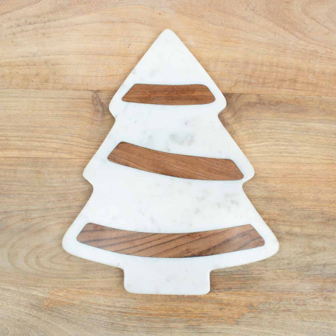 Trim The Tree Serving Board White/Natural 11x14