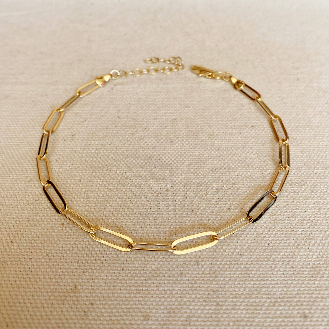 18k Gold Filled Classic Paperclip Chain Anklet