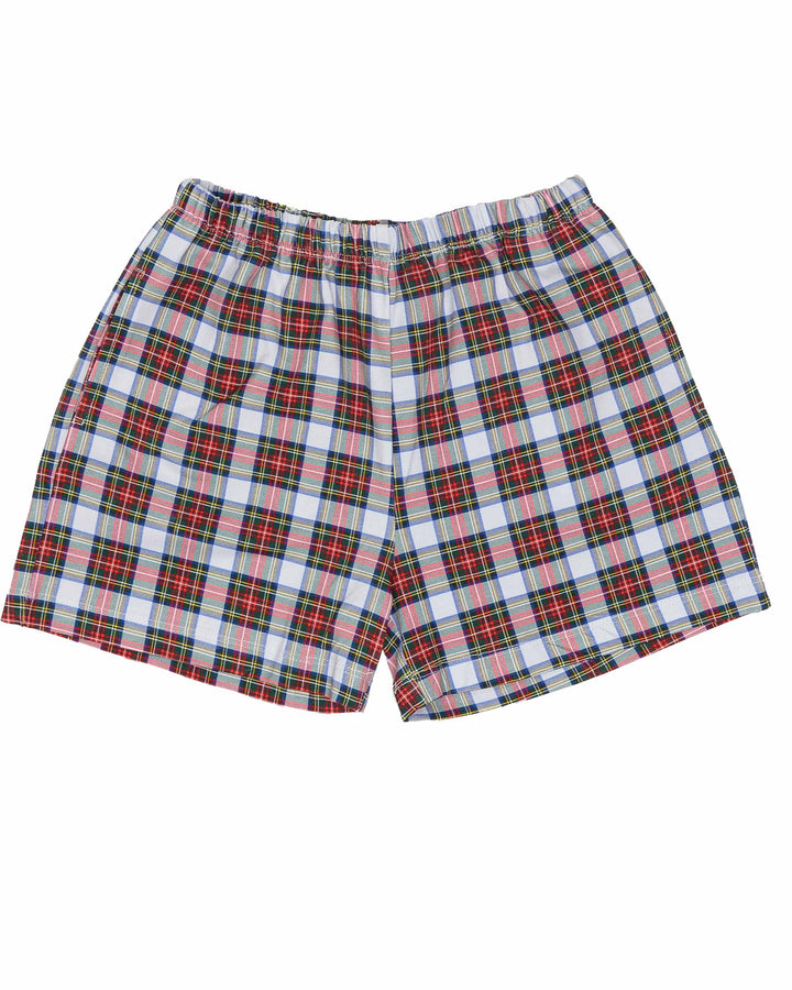 Boys Christmas Plaid Shorts