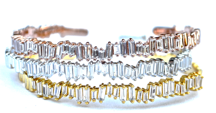 Accessory Concierge - Ice Baguette Cuffs - more colors: Silver