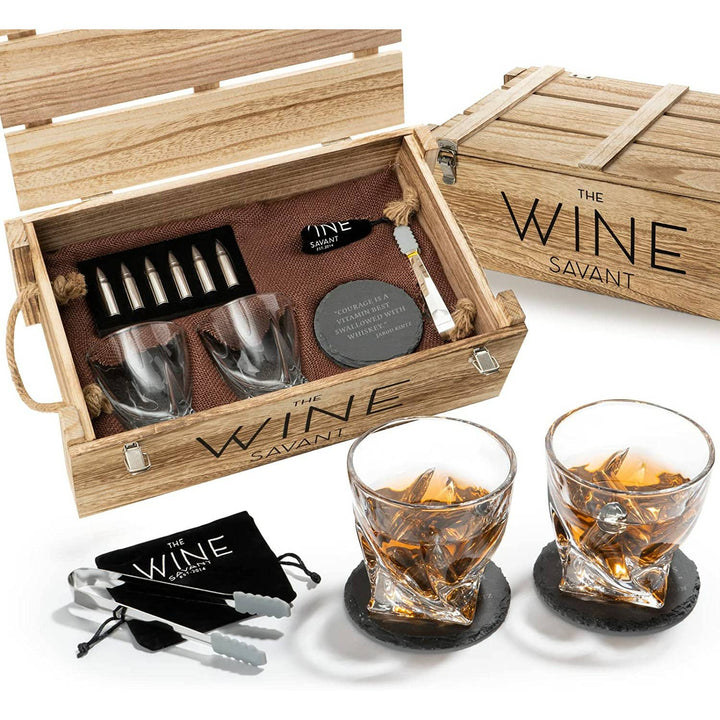 The Wine Savant Luxurious Twist Glasses with Bullet Whiskey