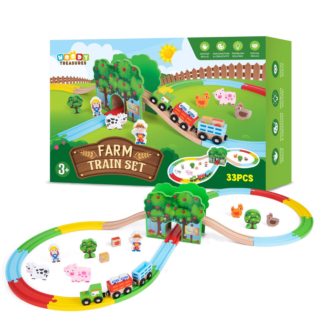 Wooden Farm Train Set