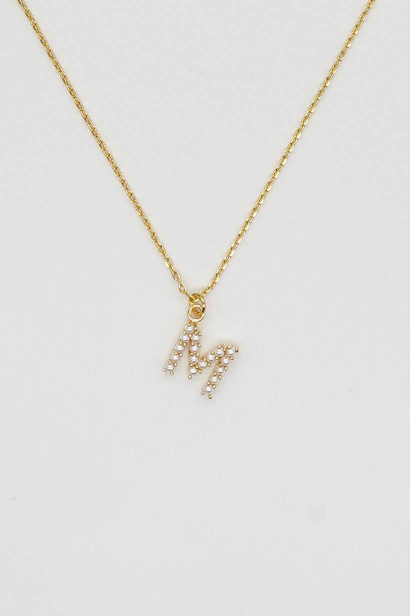 Dainty Love Pearl Initial Necklace: Holiday Favorite: M/ 15"+3"
