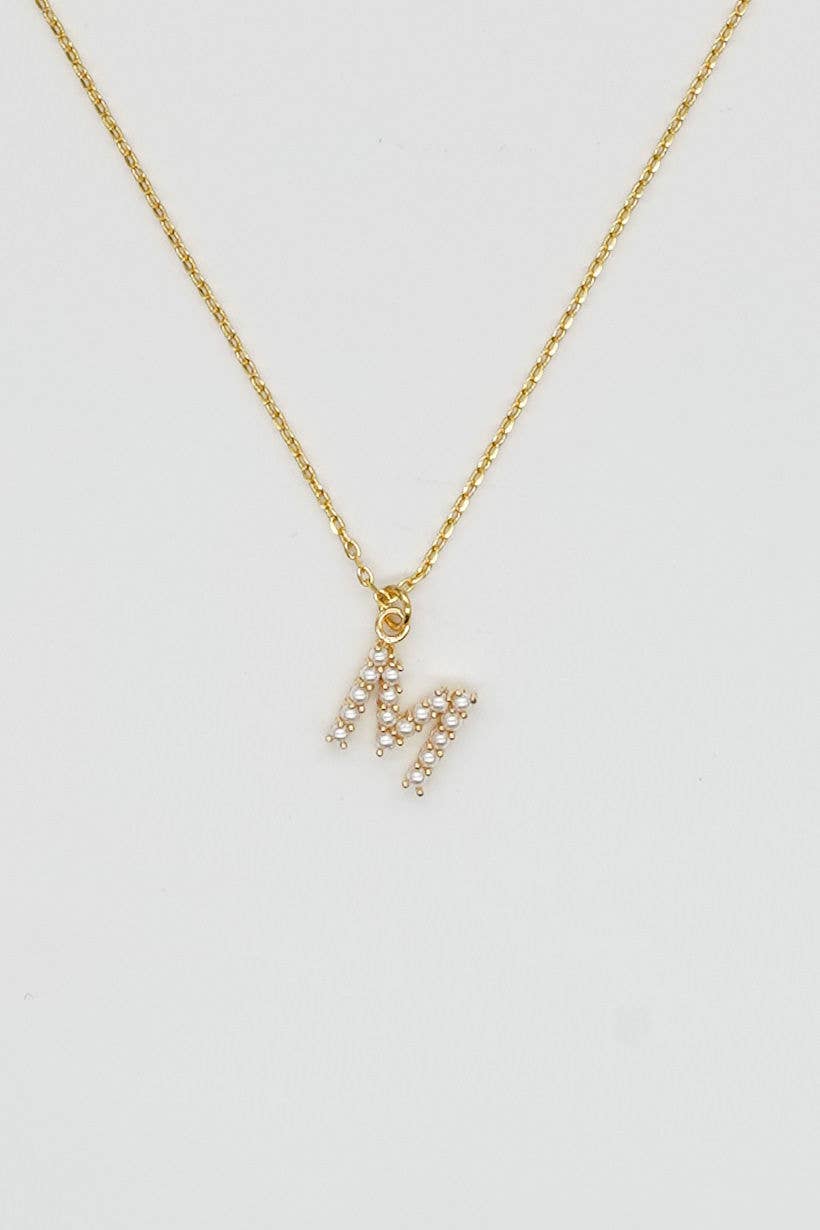 Brenda Grands Jewelry - Dainty Love Pearl Initial Necklace