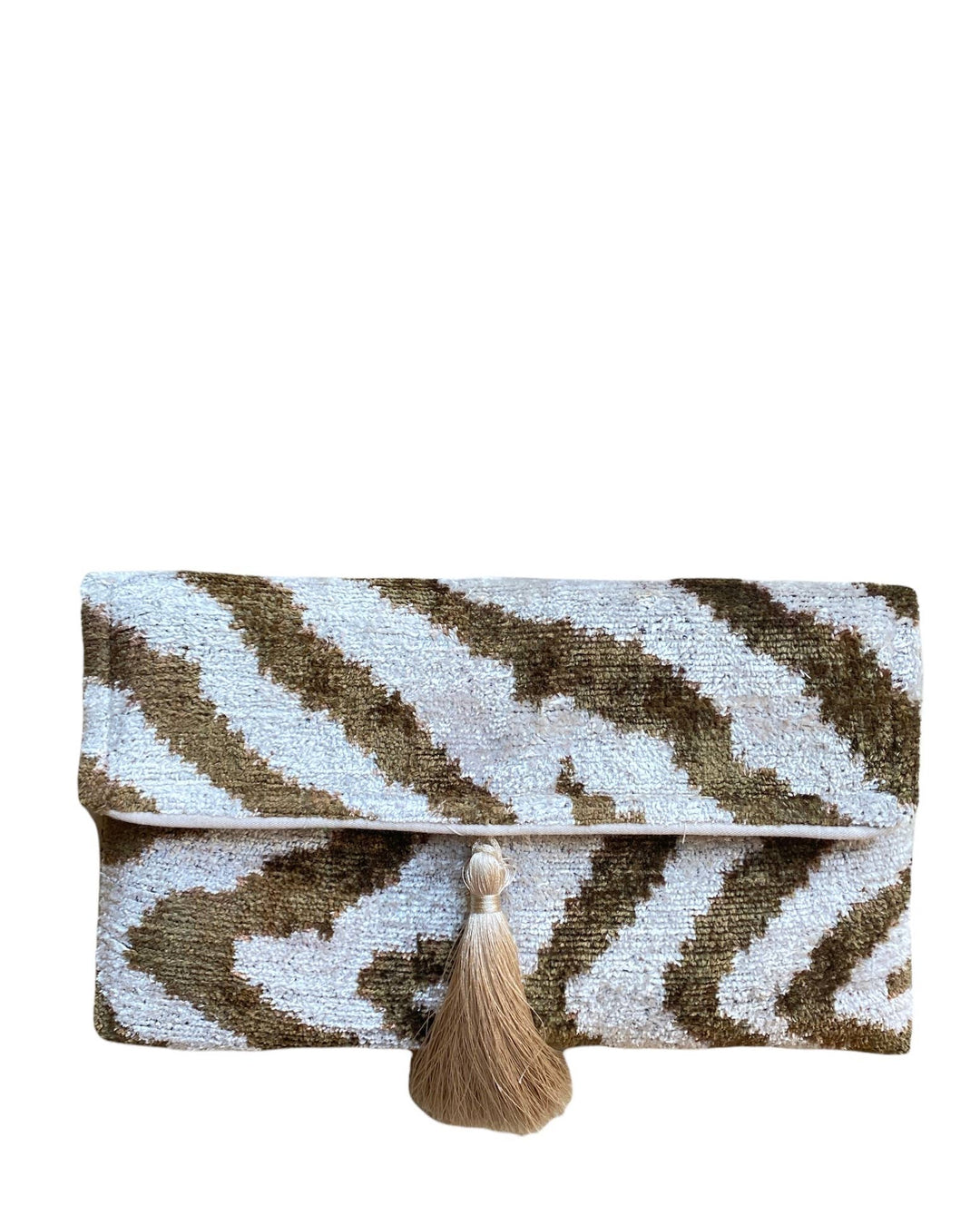 Silk Velvet Ikat Clutch - Light Tiger