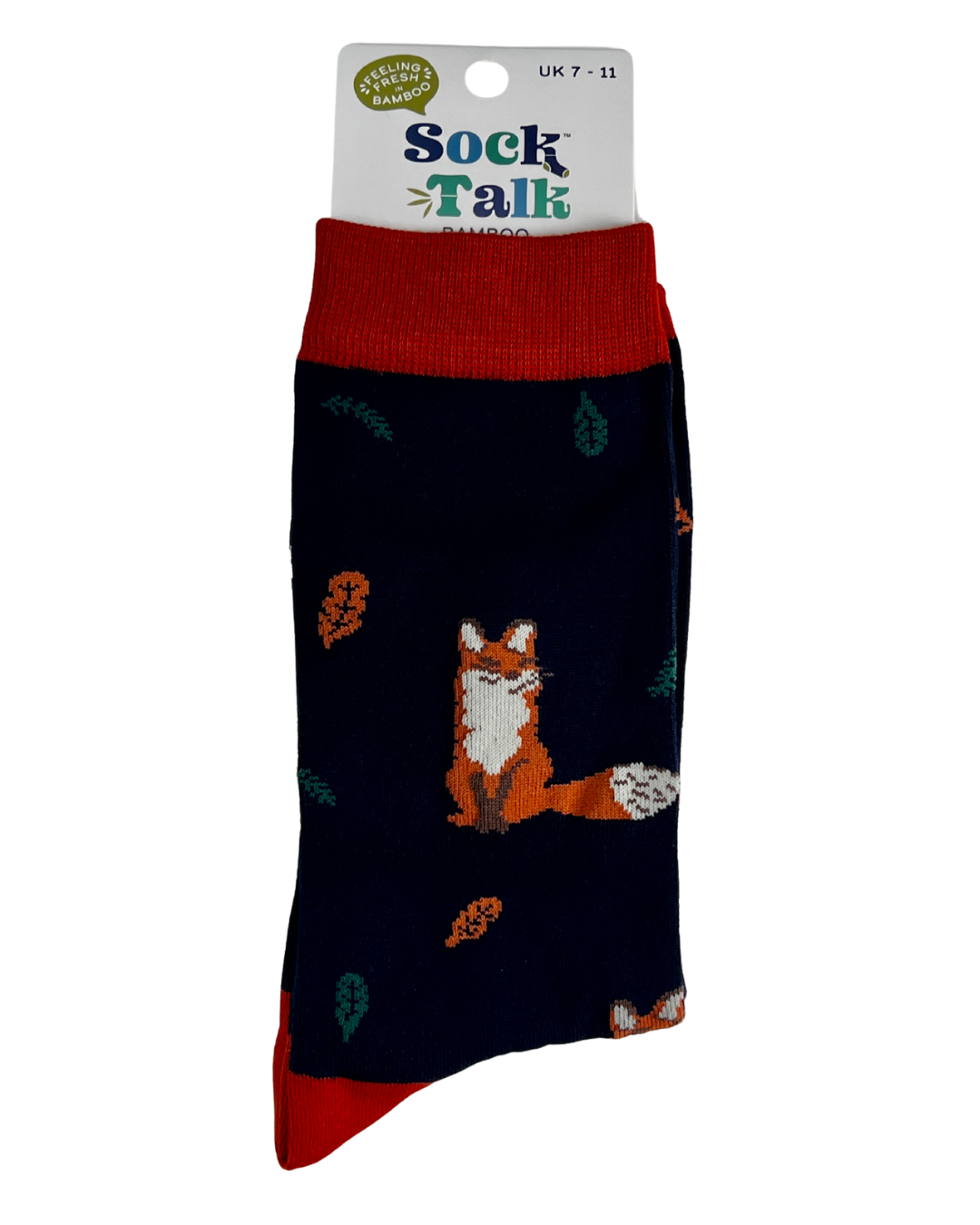 Sock Talk - Navy Blue Men's Fox Print Bamboo Socks