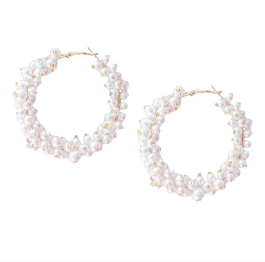 St Armands Designs of Sarasota - 1.50" Medium Pearl Cluster Hoops
