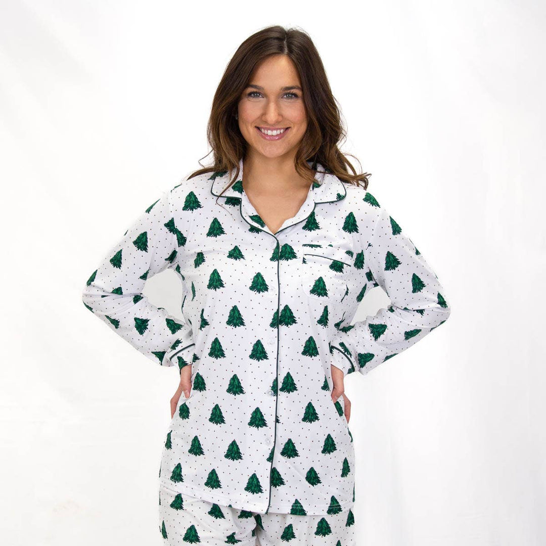 XS Noble Fir Long Sleeve Button Up Sleep Shirt