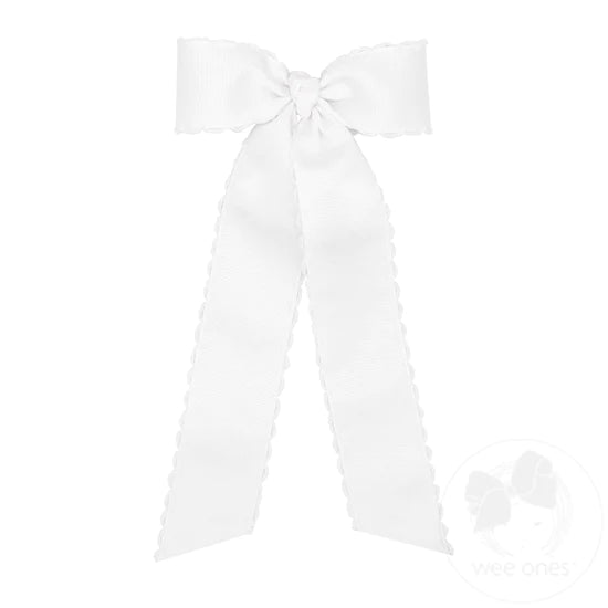 Wee Ones-Medium Grosgrain Moonstitch Hair Bowtie with Streamer Tails