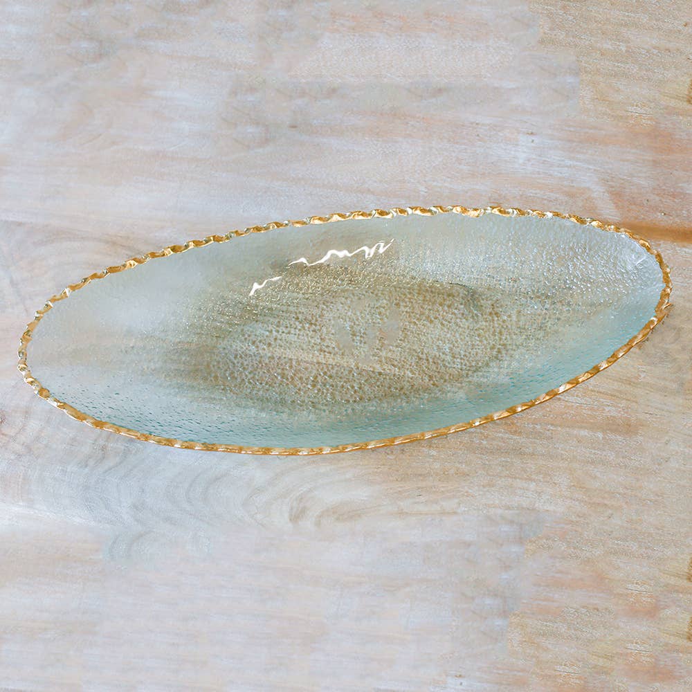 The Royal Standard - Fairbanks Oval Platter Clear/Gold 21.25x2.5x9