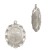 Sterling Silver White Oval Cross Medallion Charm with Floral Frame Accent