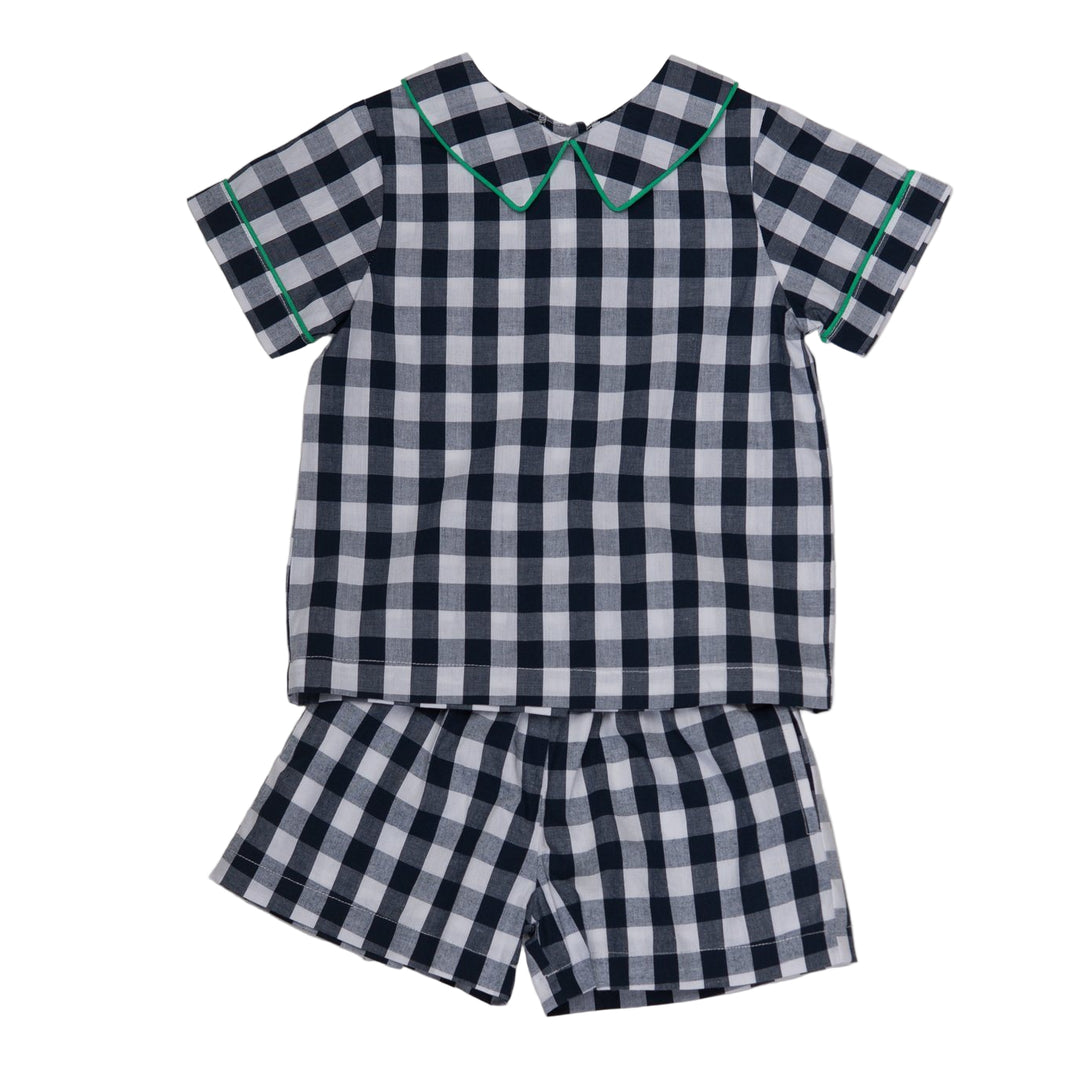Brad Navy Check Short Sleeve Short Set