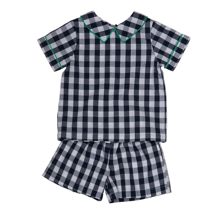 Brad Navy Check Short Sleeve Short Set