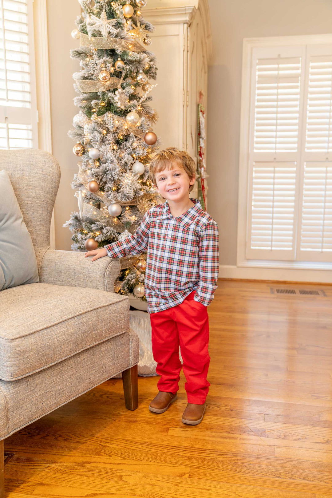 Boys Christmas Plaid Shorts