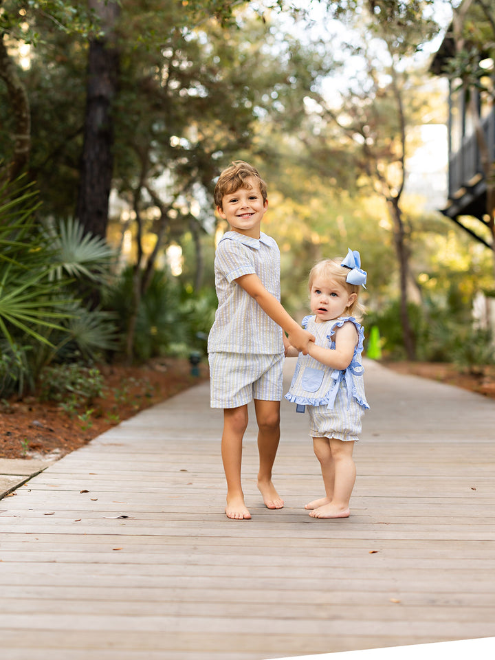 Lily Blue Yellow Striped Bloomer Set